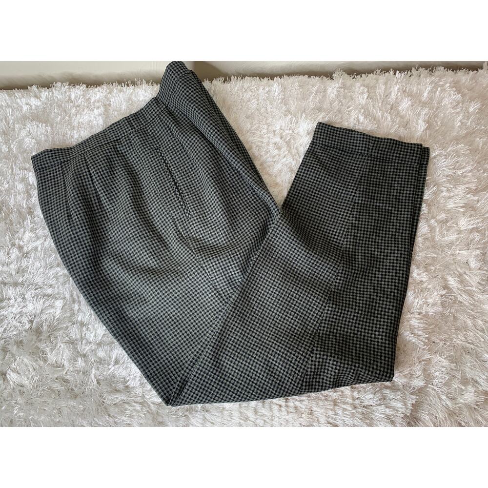 Chaus Vintage Plaid Army Green Black Pants Trousers Career Sz 10